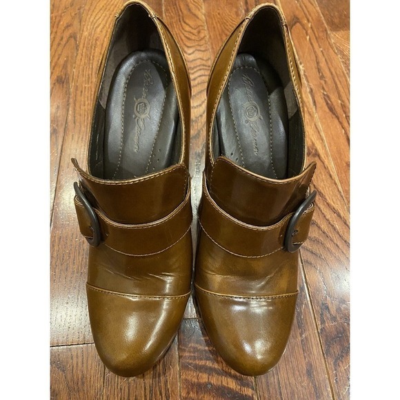 Born Crown Cecelia Women’s Leather Monk-Strap Style Chunky Heel Shoes Sz 8 Brown - Picture 4 of 6